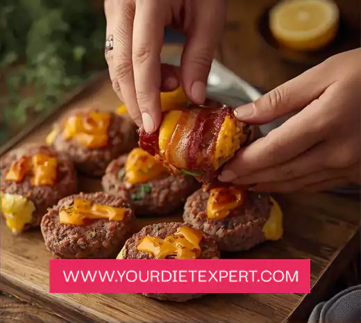 Keto Bacon Cheeseburger Kebabs 2