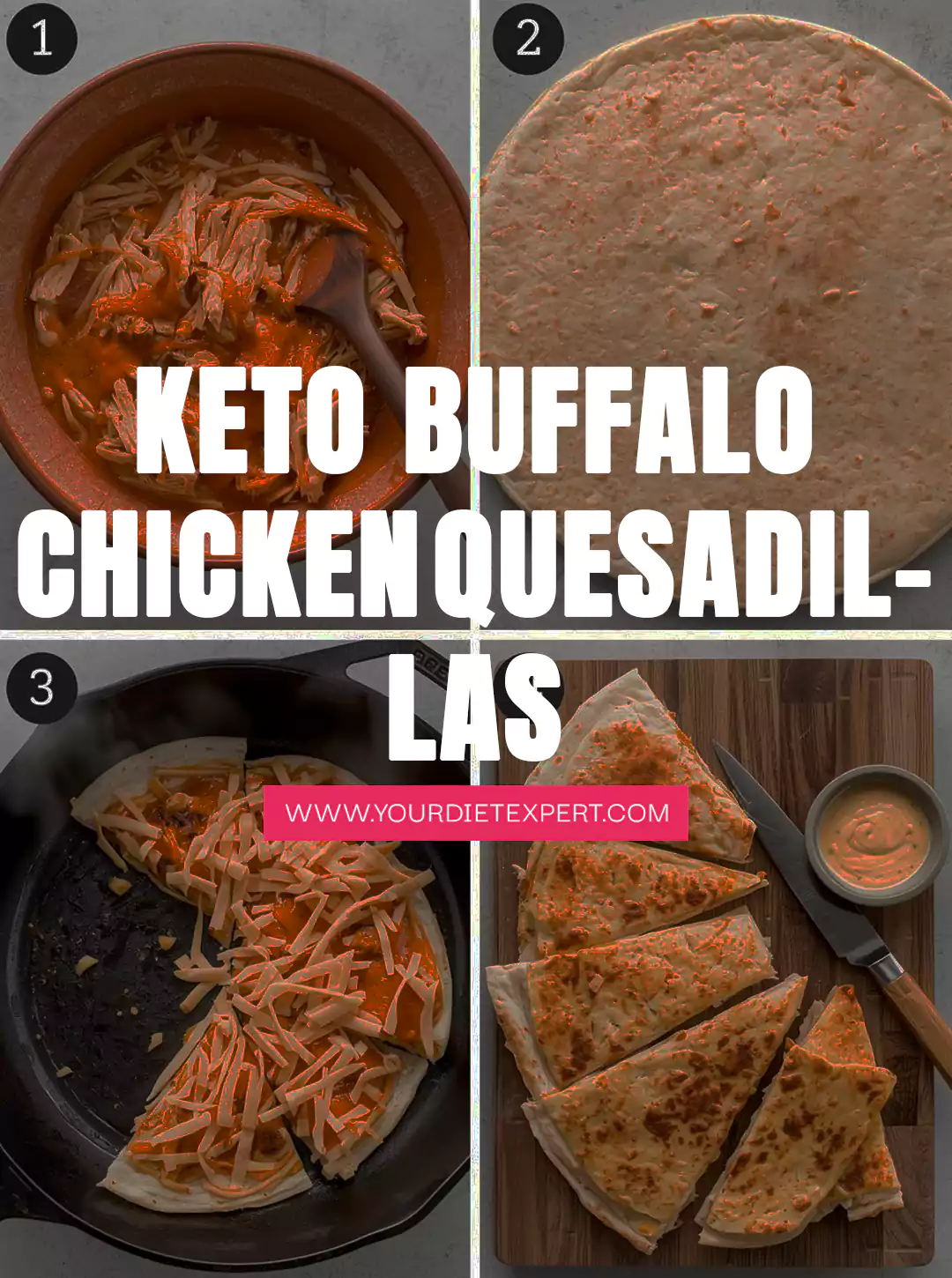 Keto Buffalo Chicken Quesadillas