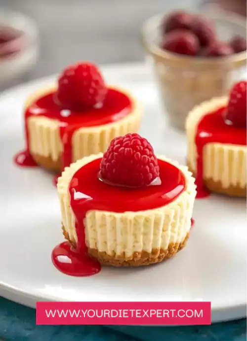 Keto Mini Cheesecakes with Raspberry Sauce