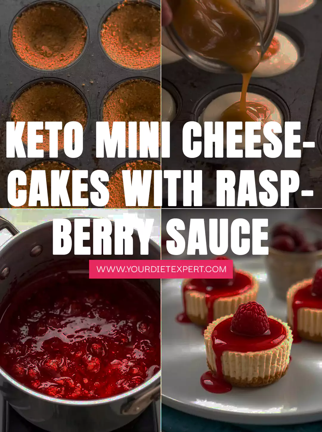 Keto Mini Cheesecakes with Raspberry Sauce