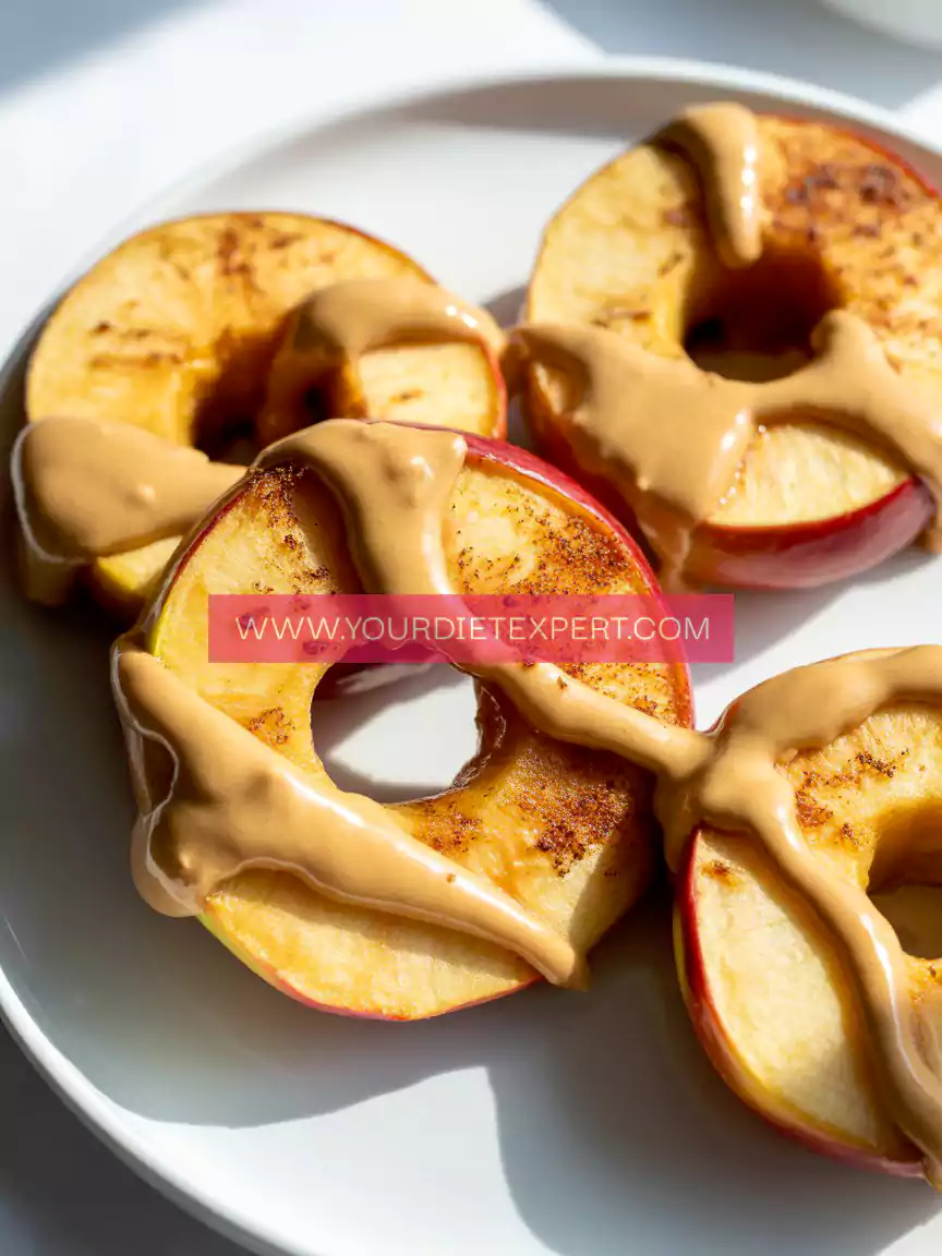 Baked Apple “Donuts” with Peanut Butter