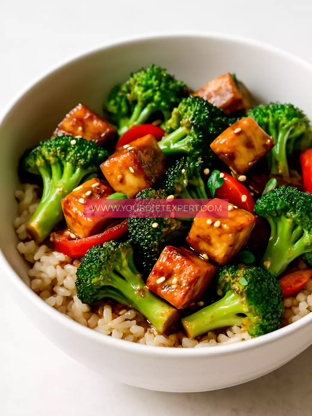 Broccoli and Tofu Stir-Fry with Brown Rice