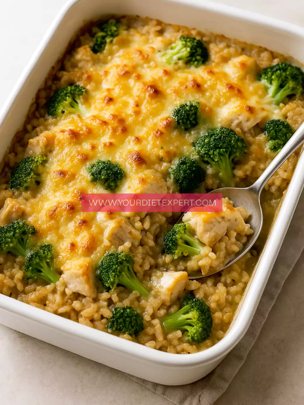 Creamy Chicken and Broccoli Rice Bake