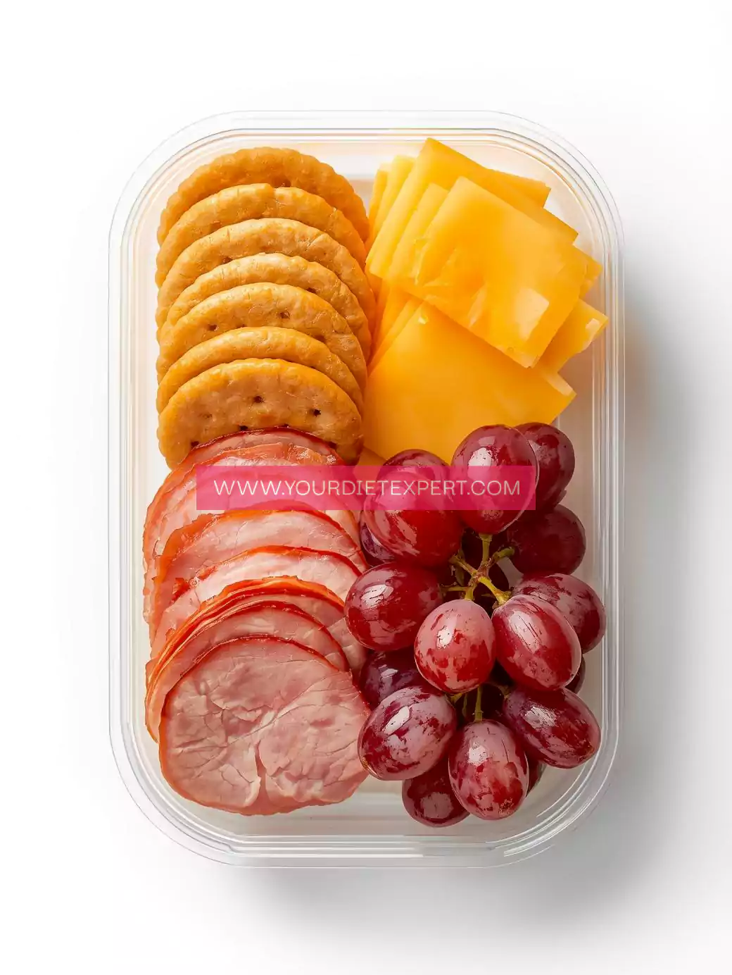 DIY Lunchable: Crackers + Cheese + Turkey + Grapes