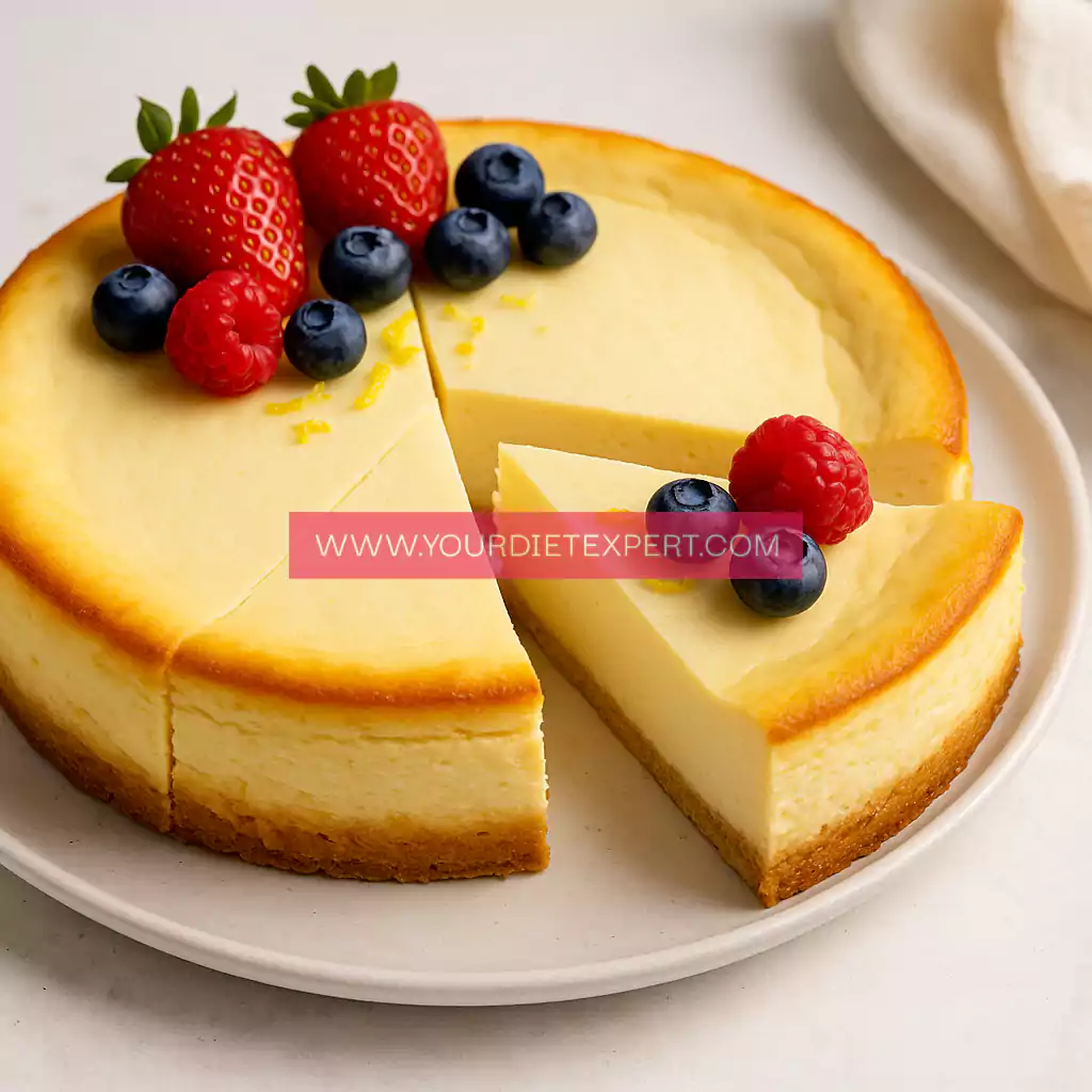 High-Protein Baked Cheesecake – Creamy, Light & 35g Protein Per Slice!
