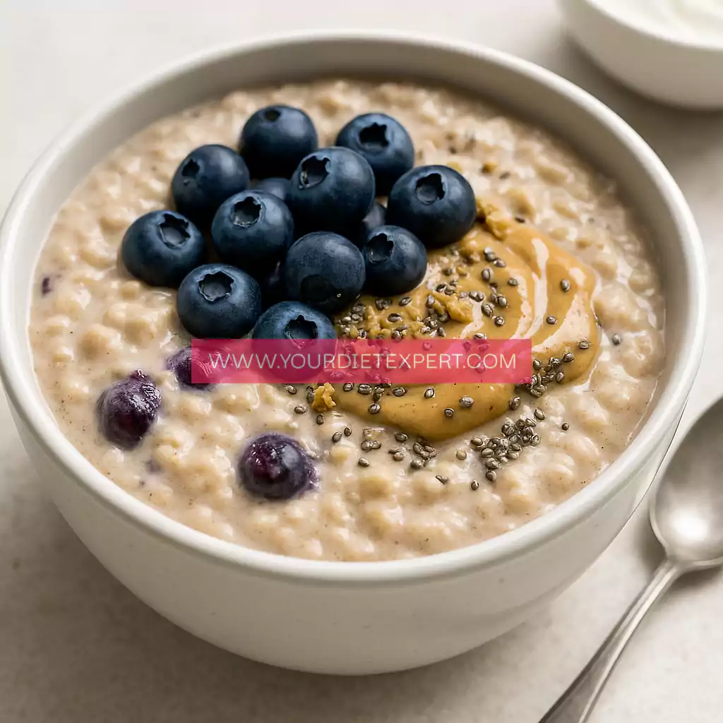 High-Protein Blueberry Oatmeal Bowl – 47g Protein, Creamy & Filling Breakfast