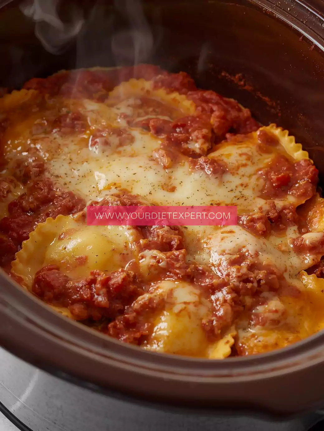 High-Protein Crockpot Ravioli Lasagna – Easy, Cheesy & Healthy Comfort Food Dinner
