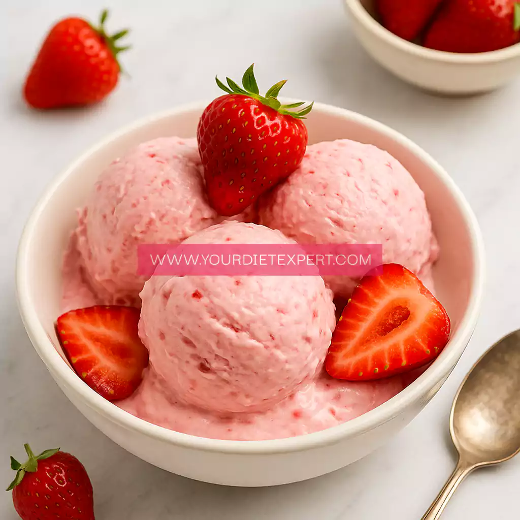 High-Protein Strawberry Ice Cream (Healthy, No-Churn, 30g Protein Per Serving!)
