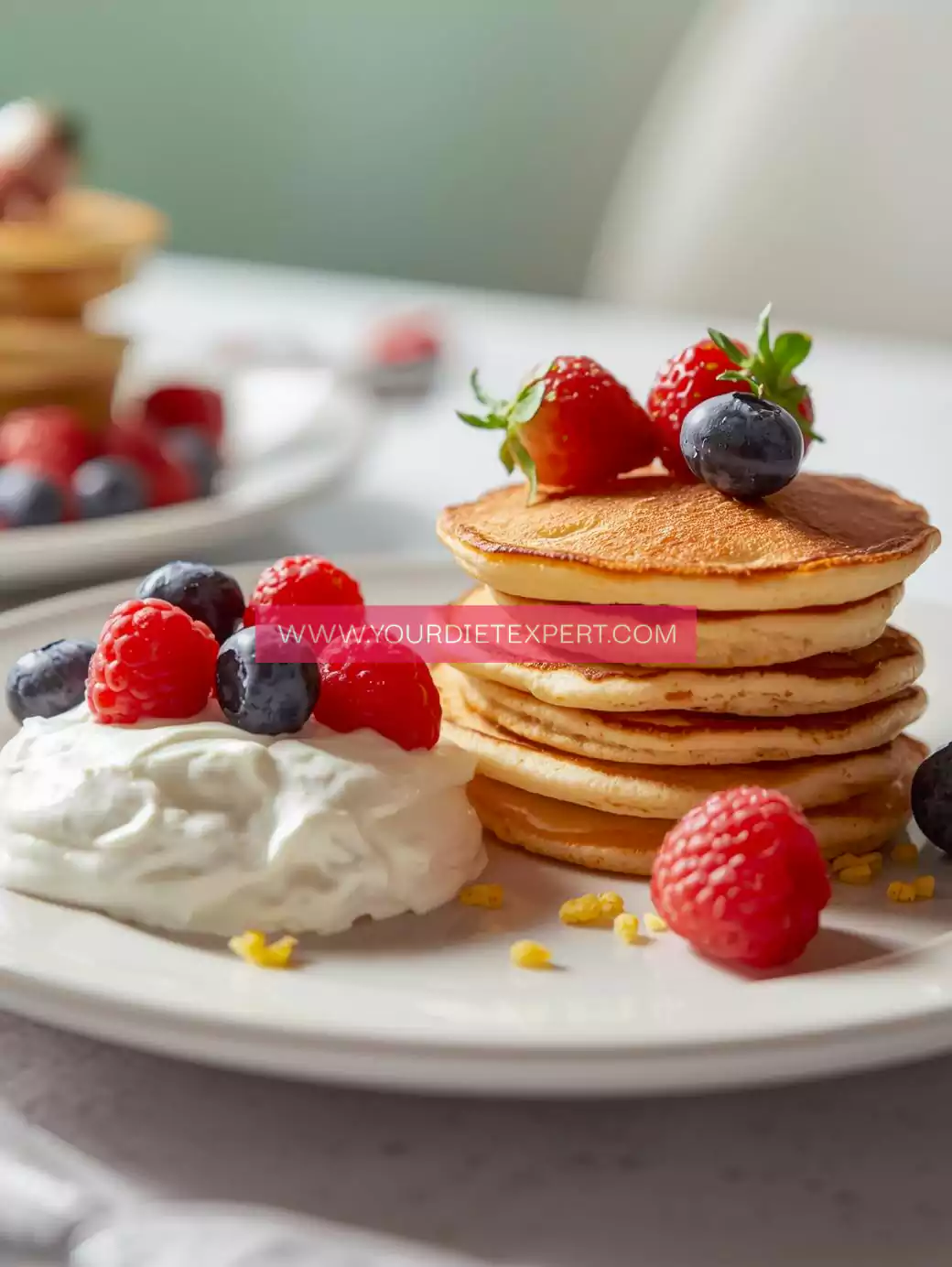 Mini Pancakes with Greek Yogurt Dip & Fruit