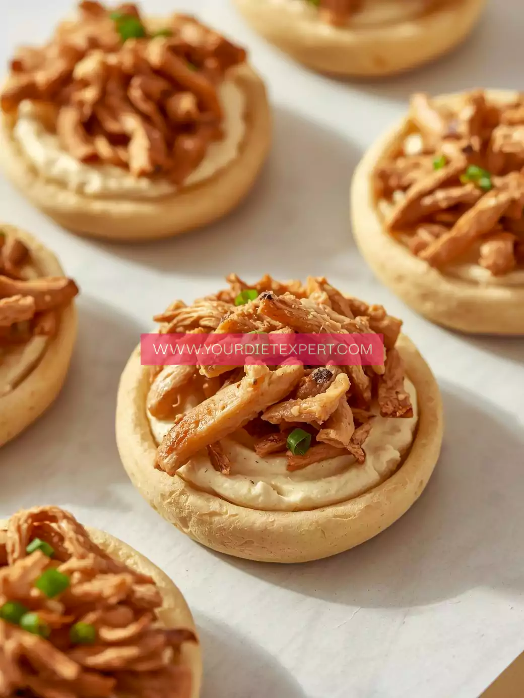 Mini Pita Pockets with Hummus & Shredded Chicken