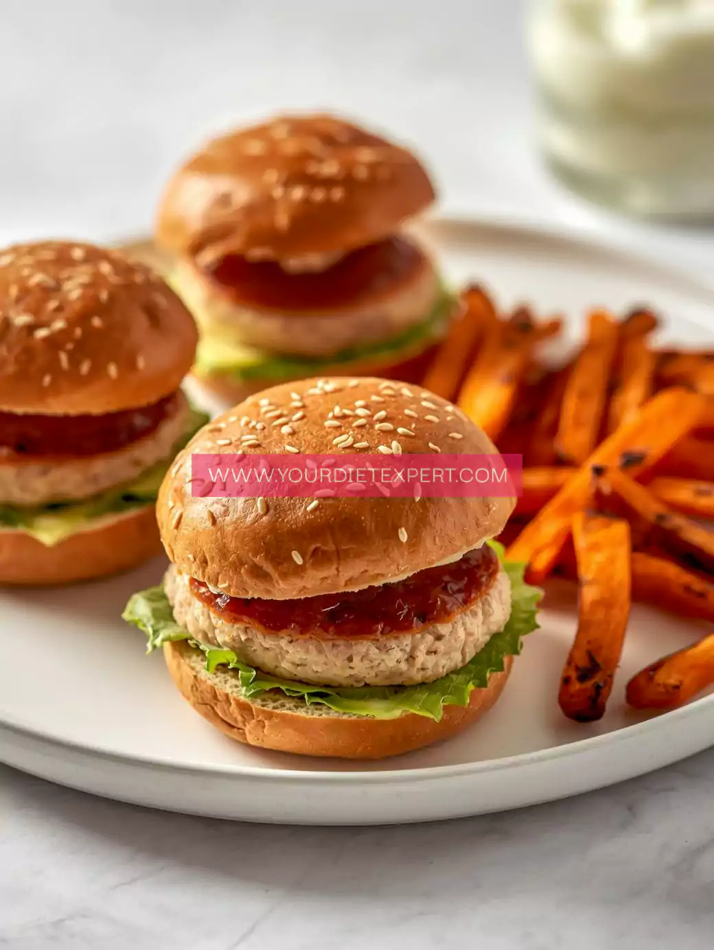 Mini Turkey Burgers + Baked Sweet Potato Fries