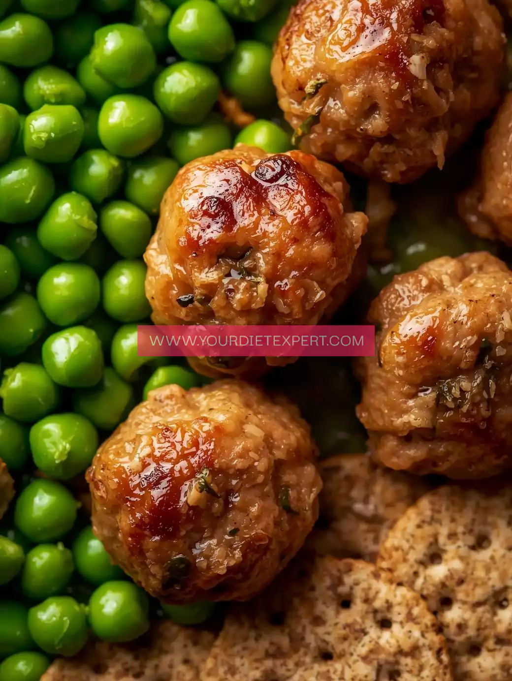 Mini Turkey Meatballs + Steamed Peas + Whole-Grain Crackers