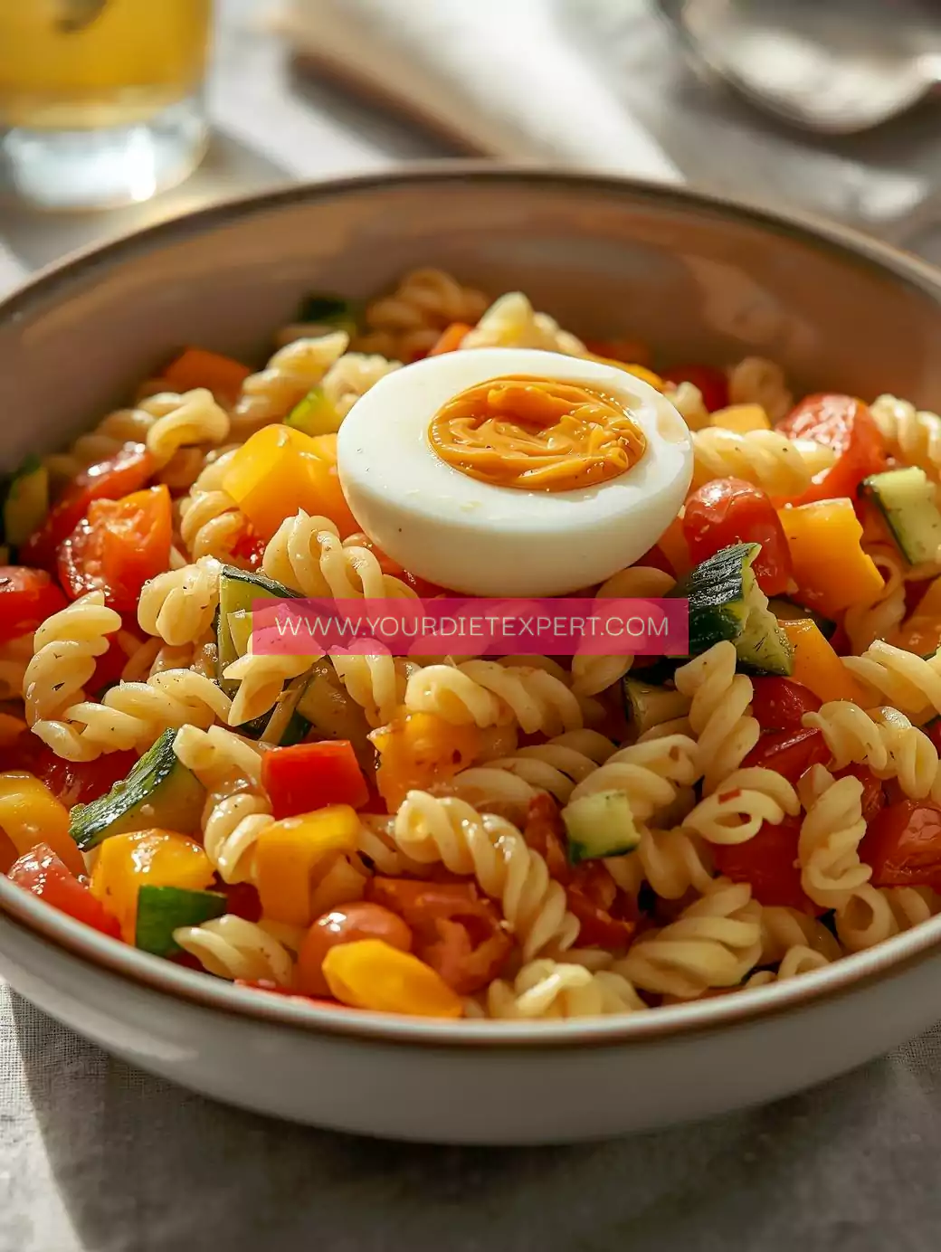 Veggie Pasta Salad with Boiled Egg