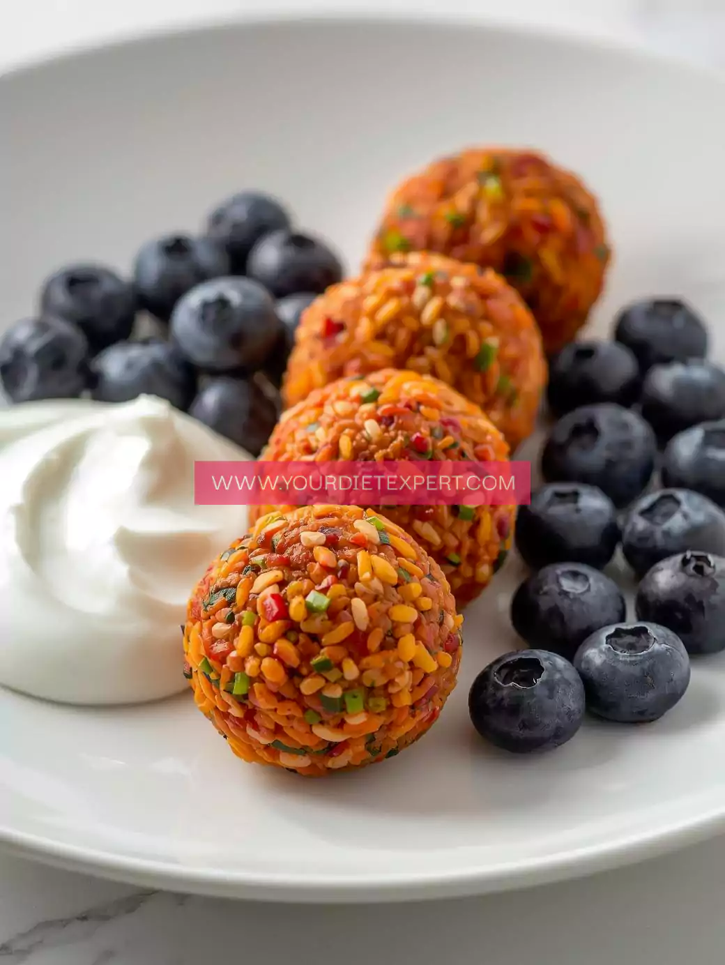 Veggie Rice Balls + Yogurt & Blueberries