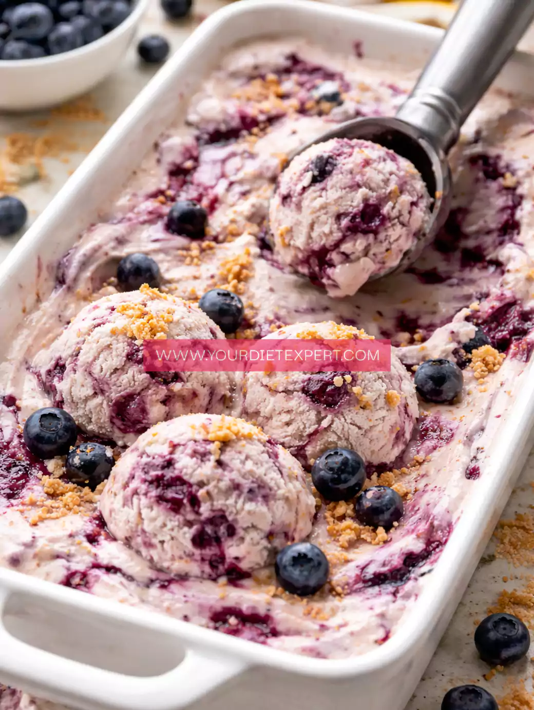 High-Protein Blueberry Cheesecake Cottage Cheese Ice Cream (Creamy, Healthy & No-Churn)