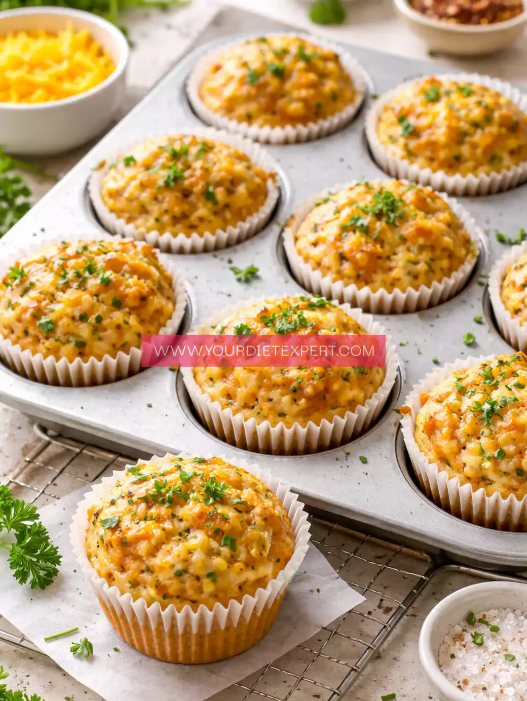 High-Protein Cheddar & Herb Savory Muffins (Moist, Healthy & Meal-Prep Friendly)