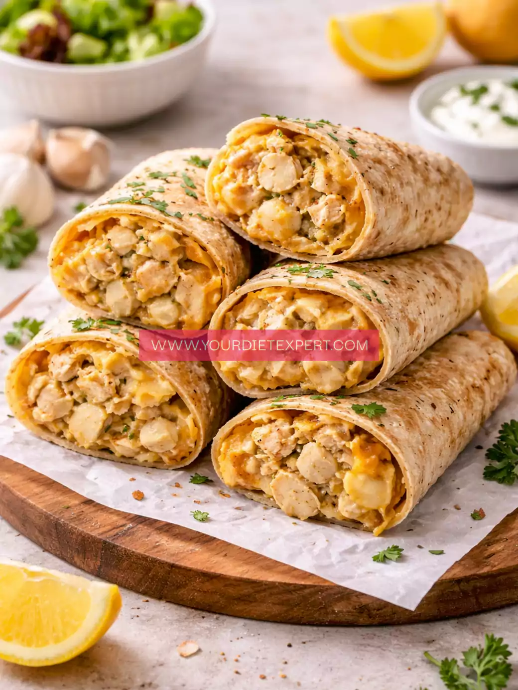 High-Protein Cheesy Garlic Chicken Wraps (Quick, Creamy & Guilt-Free)