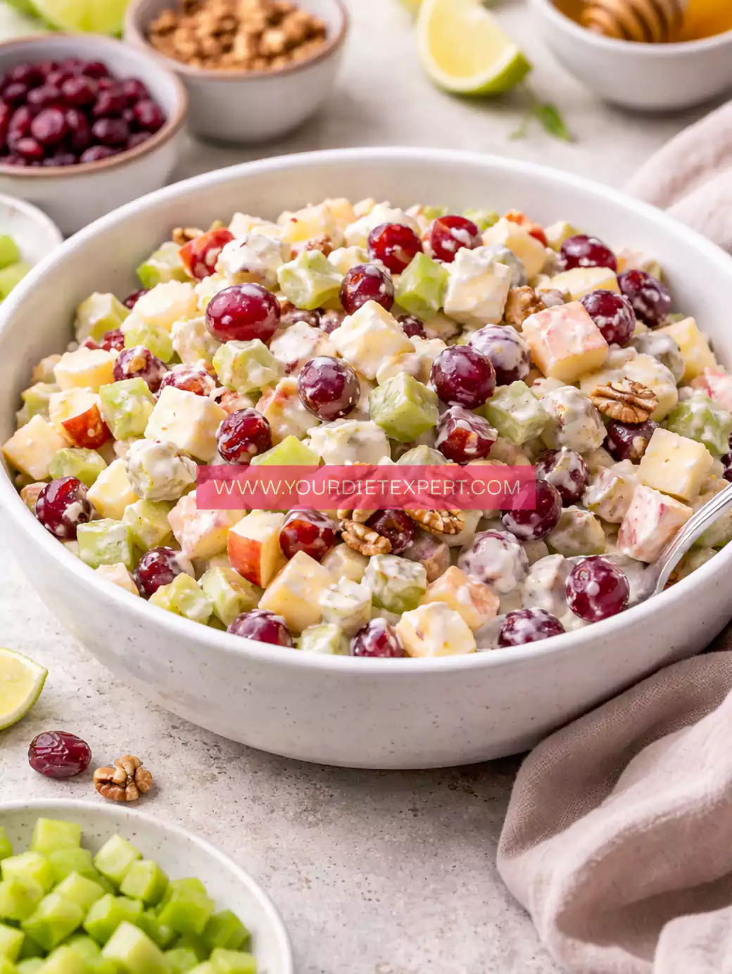 High-Protein Apple Waldorf Salad with Grapes & Pecans
