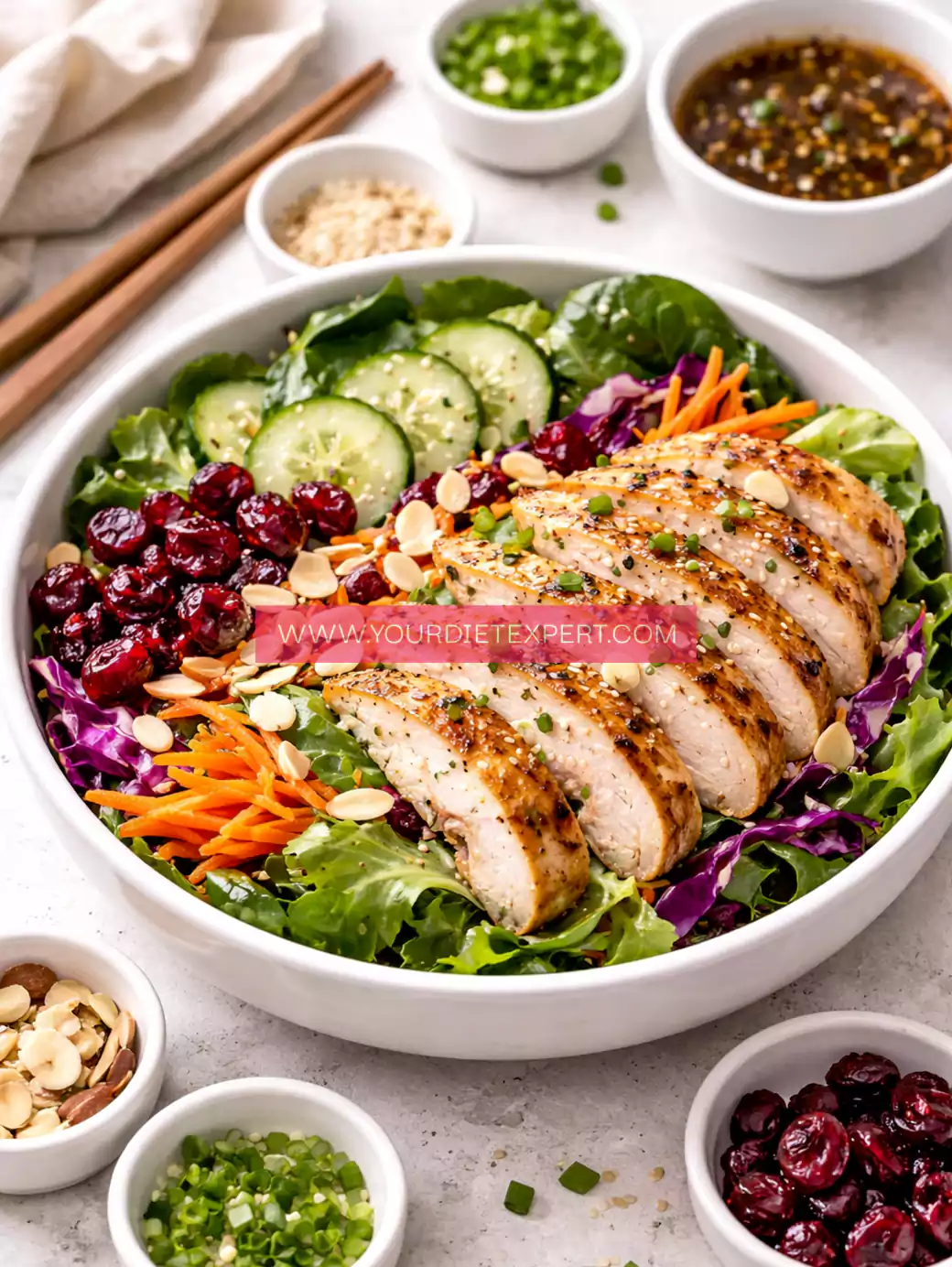High-Protein Asian Chicken Cranberry Salad (Healthy & Flavor-Packed)