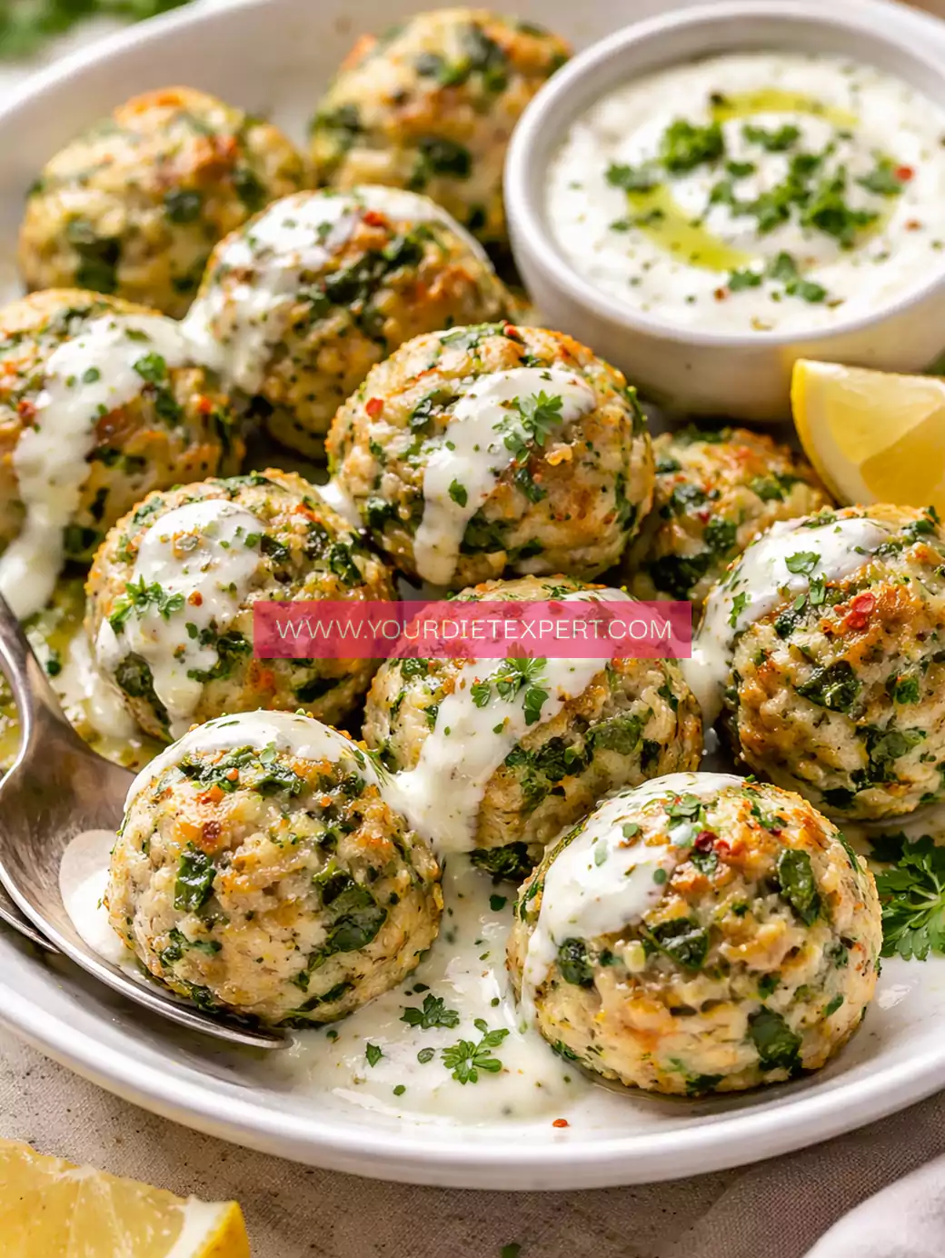 High-Protein Baked Chicken Ricotta Meatballs with Spinach (Easy Healthy Dinner)