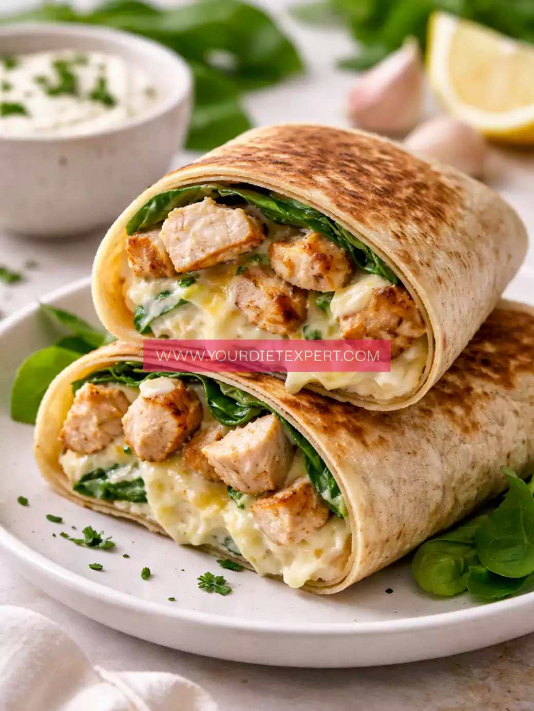 High-Protein Cheesy Garlic Chicken Wraps (Easy & Healthy Meal)