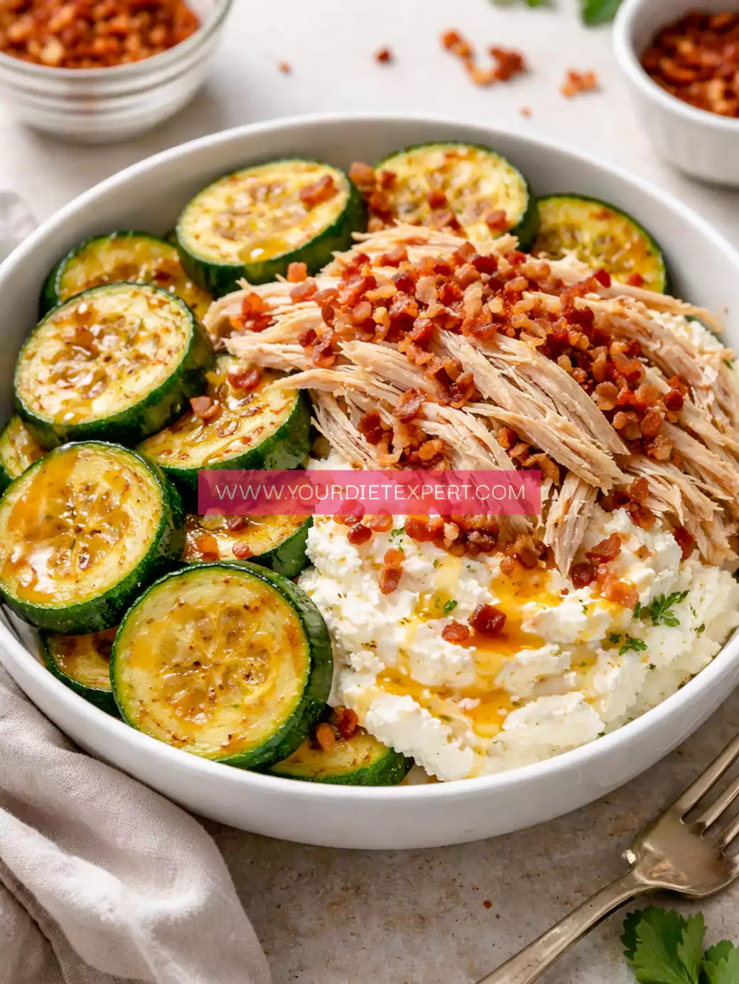 High-Protein Chicken Ricotta Zucchini Bowl