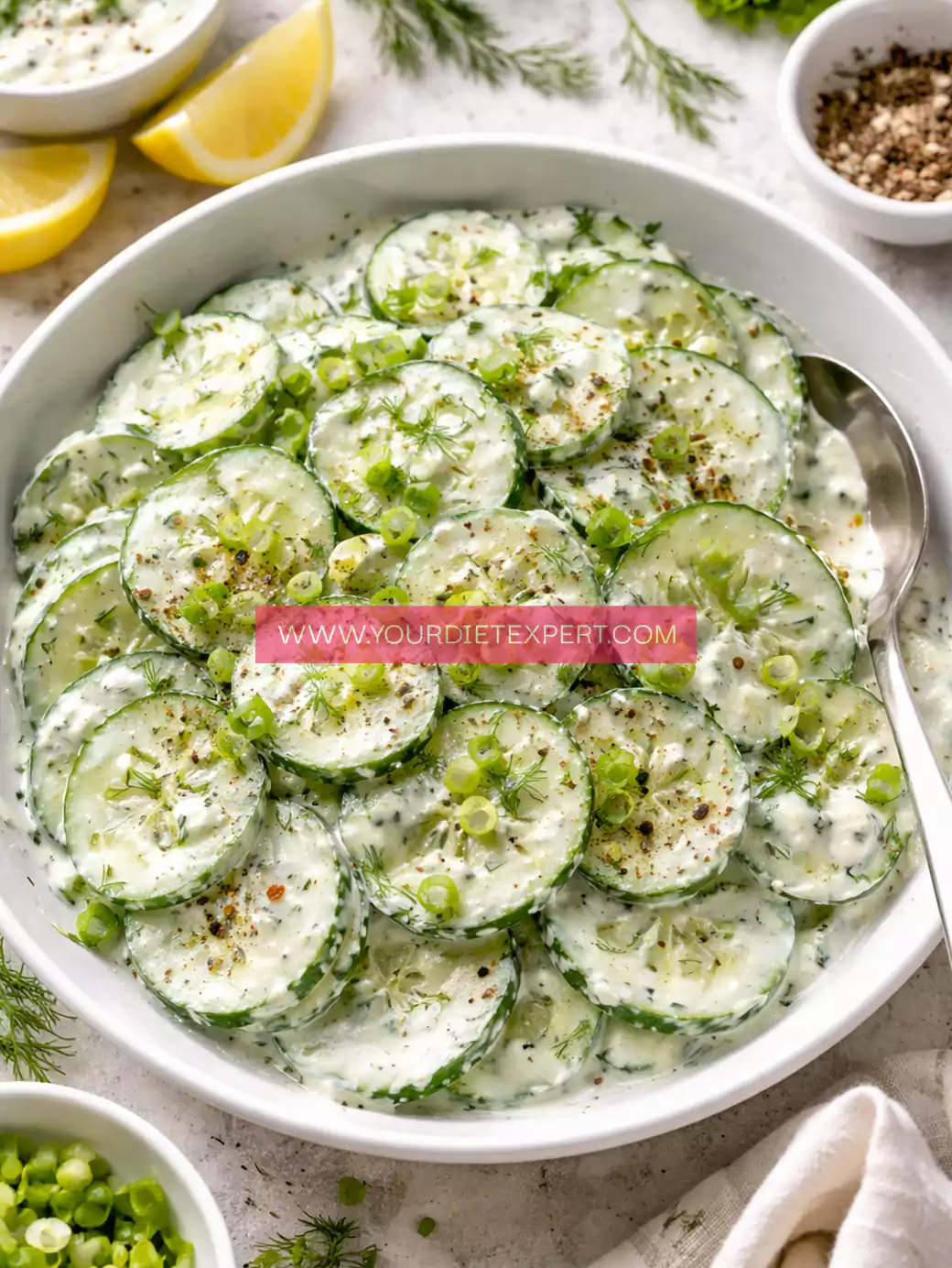 High-Protein Creamy Cucumber Salad (Healthy & Refreshing)