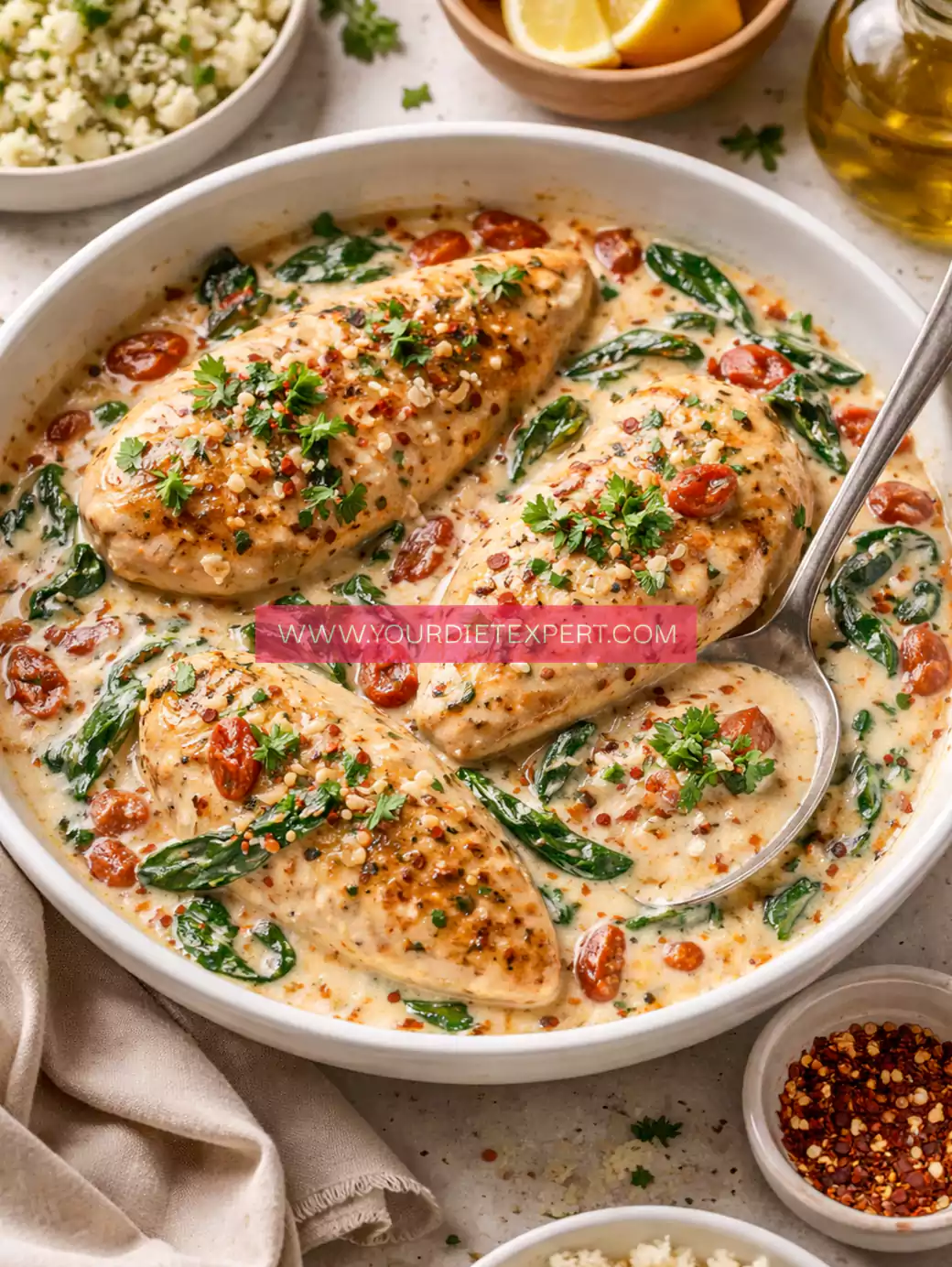 Keto Crock Pot Tuscan Chicken (Creamy, Low-Carb, Easy Slow Cooker Recipe)