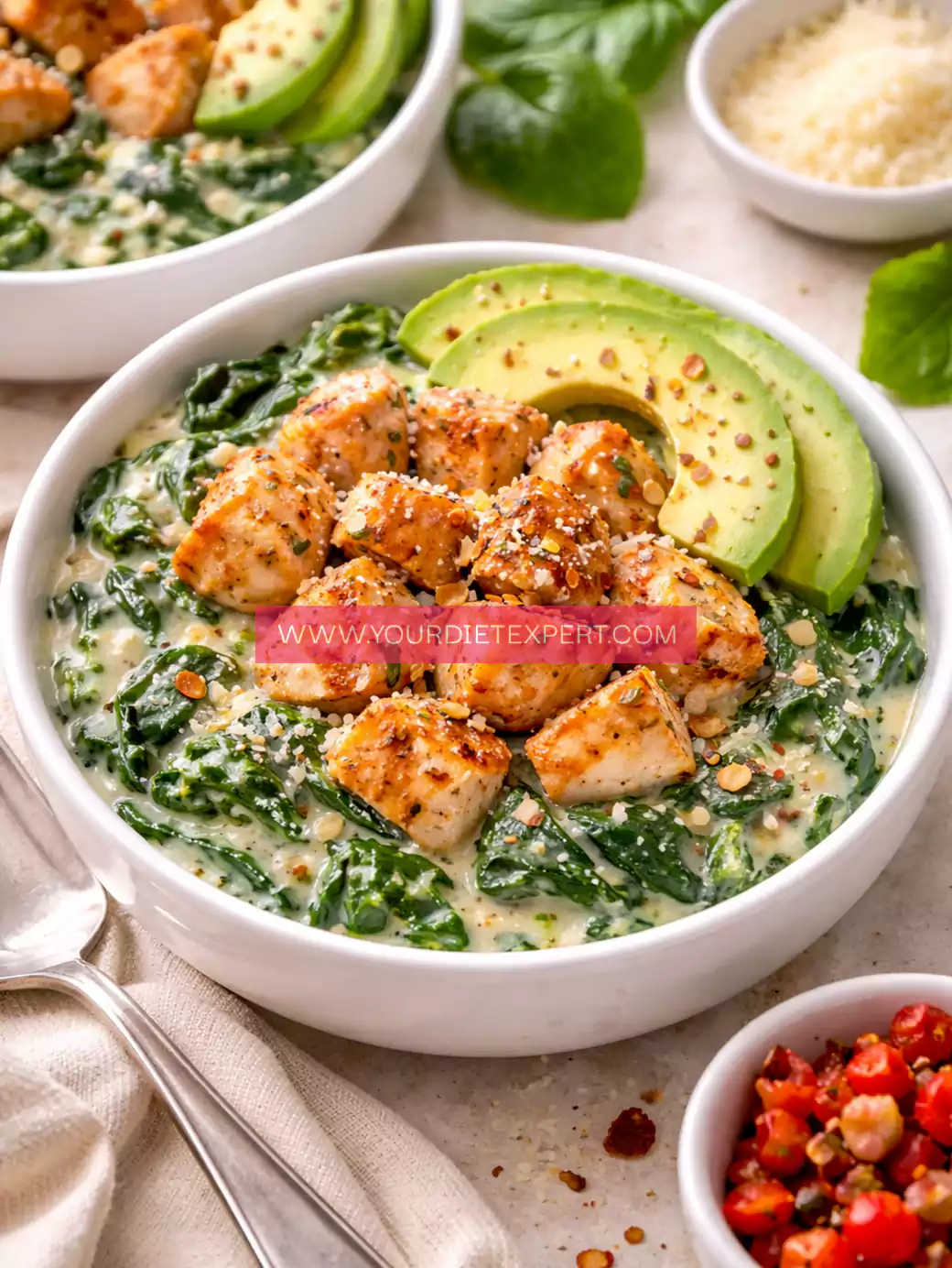 Keto Spinach Chicken Bowls (Low-Carb, Healthy & High-Protein!)