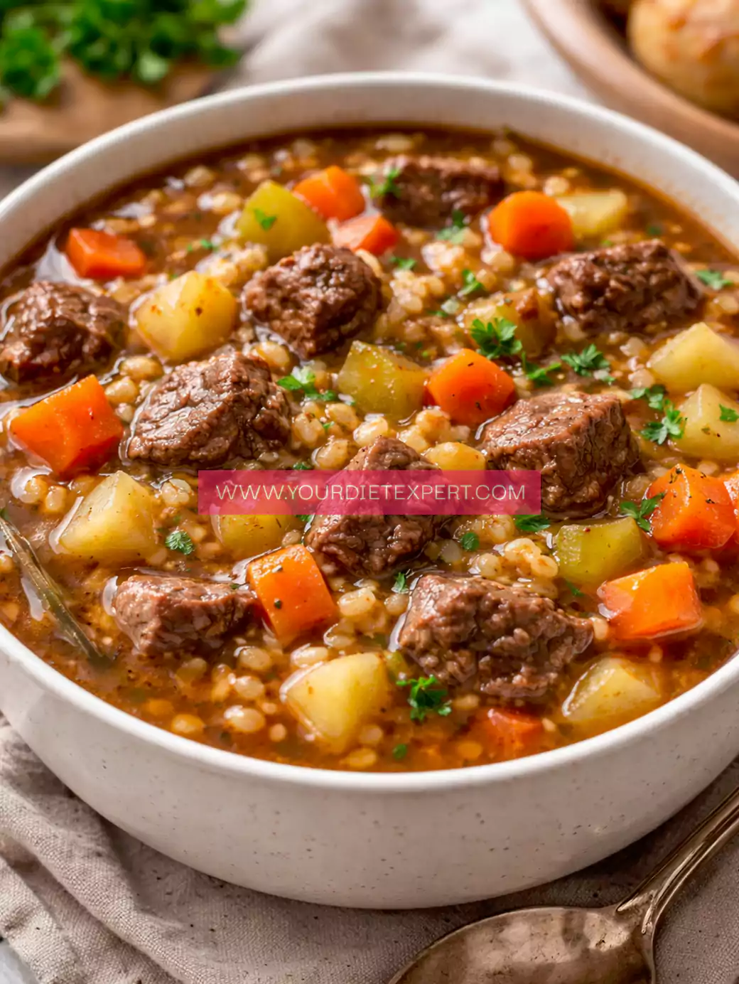 High-Protein Beef Barley Soup (Healthy Hearty Comfort Meal)