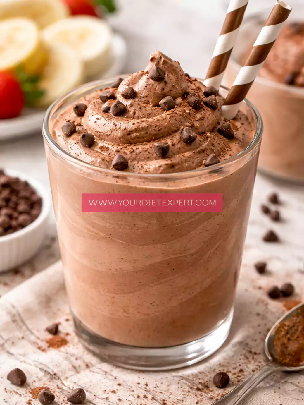 High-Protein Chocolate Frosty (Healthy Creamy Low-Calorie Dessert)