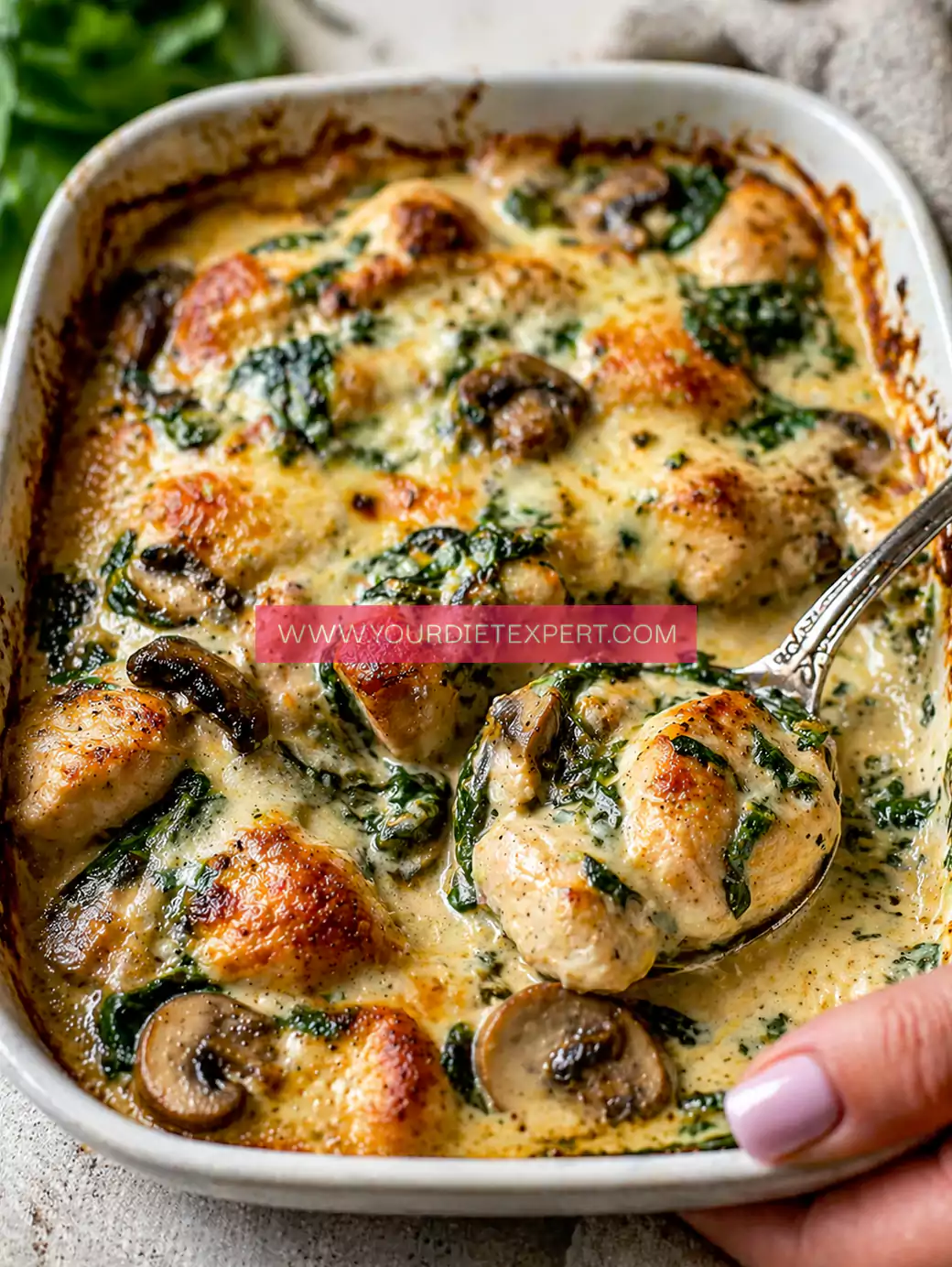 Keto Chicken Spinach and Mushroom Bake (Easy Low-Carb High-Protein Dinner)