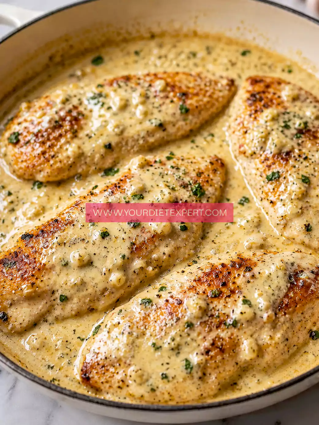 Keto Creamy Garlic Chicken (Low Carb, Easy One-Pan Dinner Recipe)
