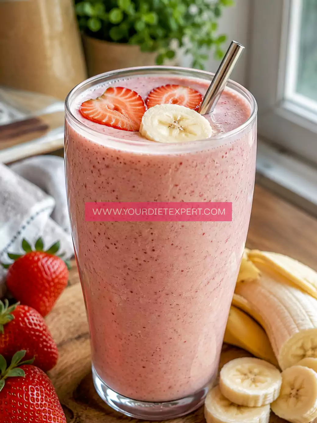 Creamy High-Protein Strawberry Banana Smoothie