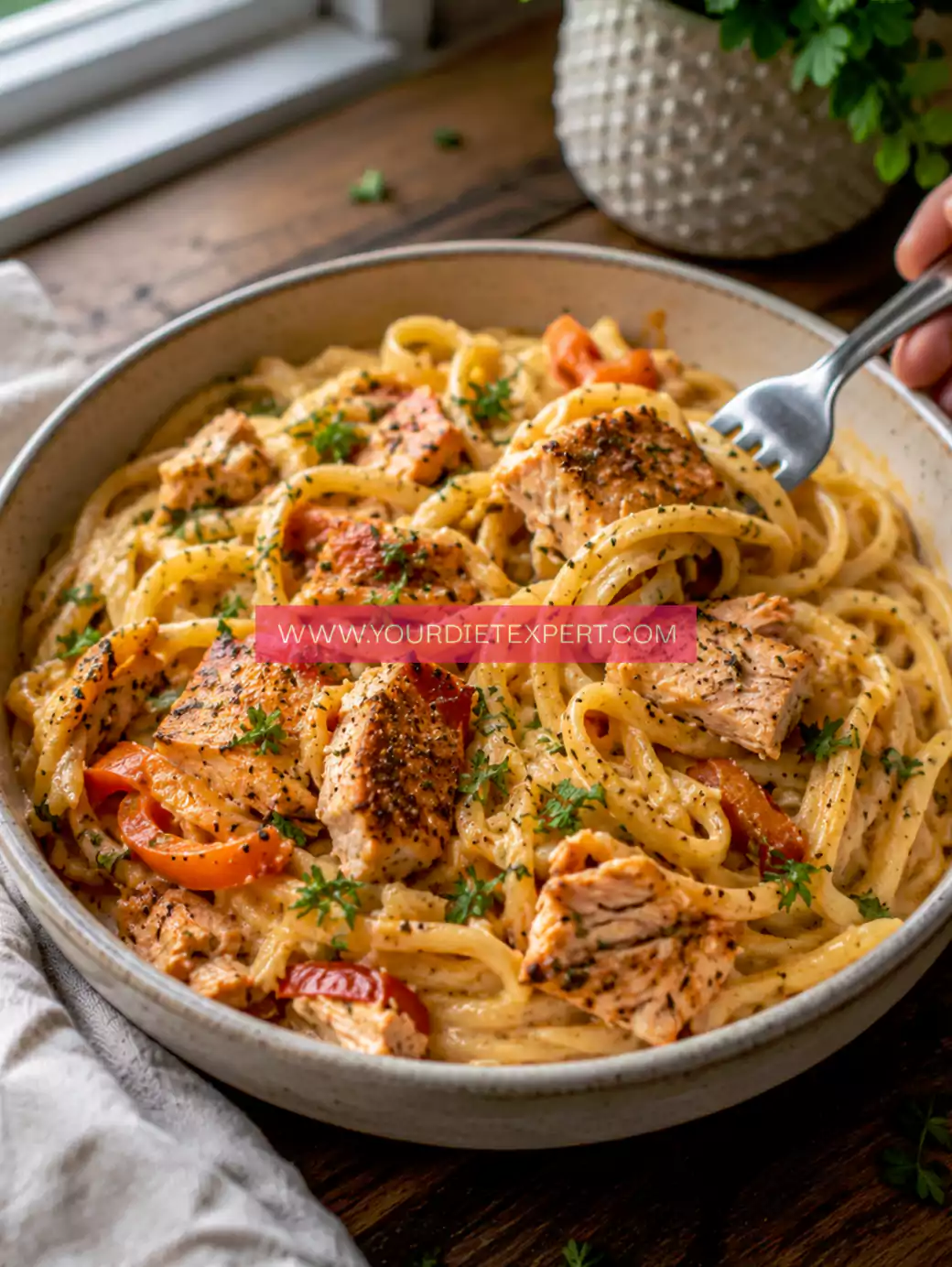 Healthy High-Protein Creamy Cajun Salmon Pasta
