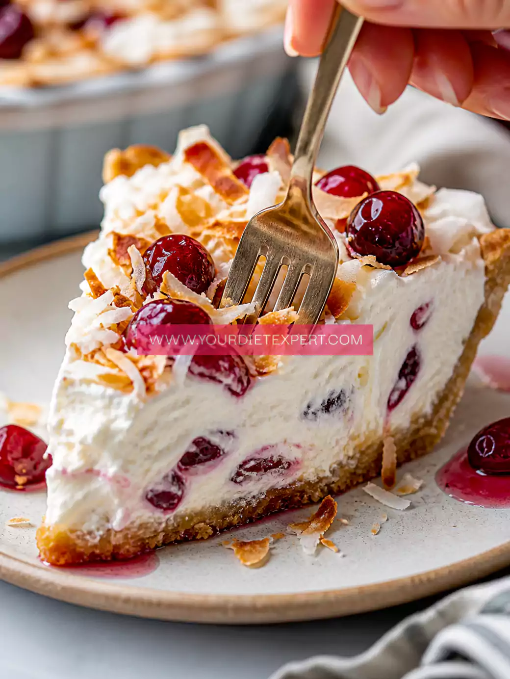 High-Protein Cherry Coconut Cream Pie (Low-Carb, No-Bake & Keto-Friendly Dessert)