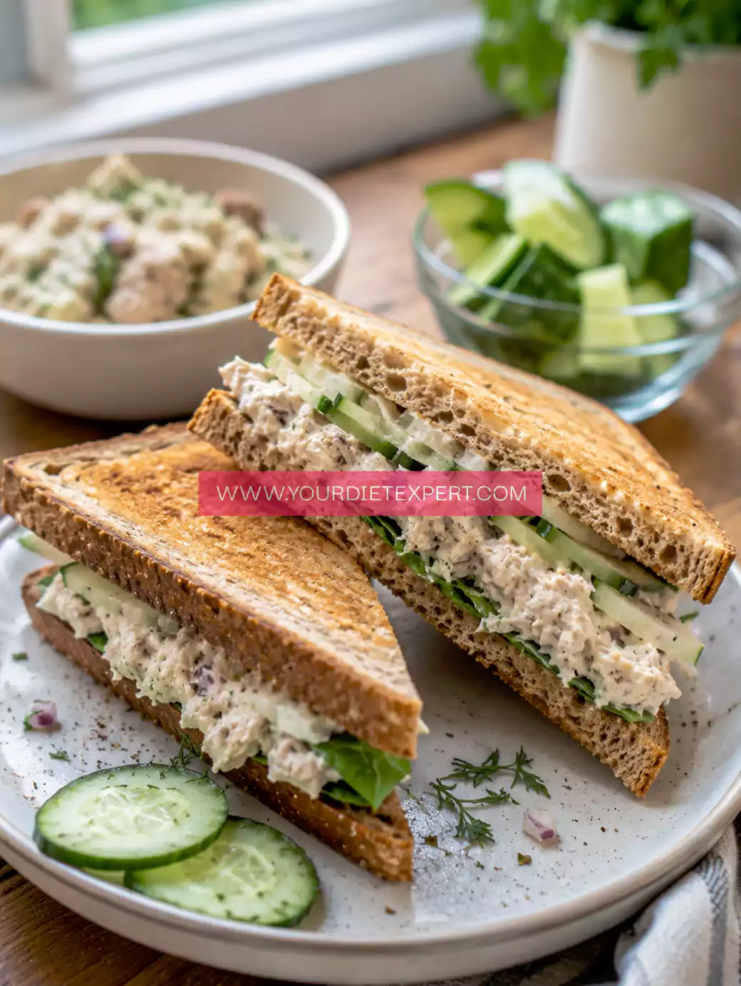 High-Protein Creamy Cucumber Tuna Sandwich
