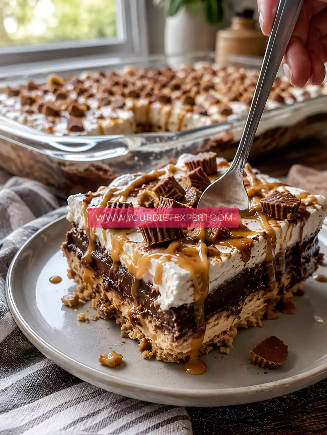 No-Bake High-Protein Reese’s Peanut Butter Lasagna