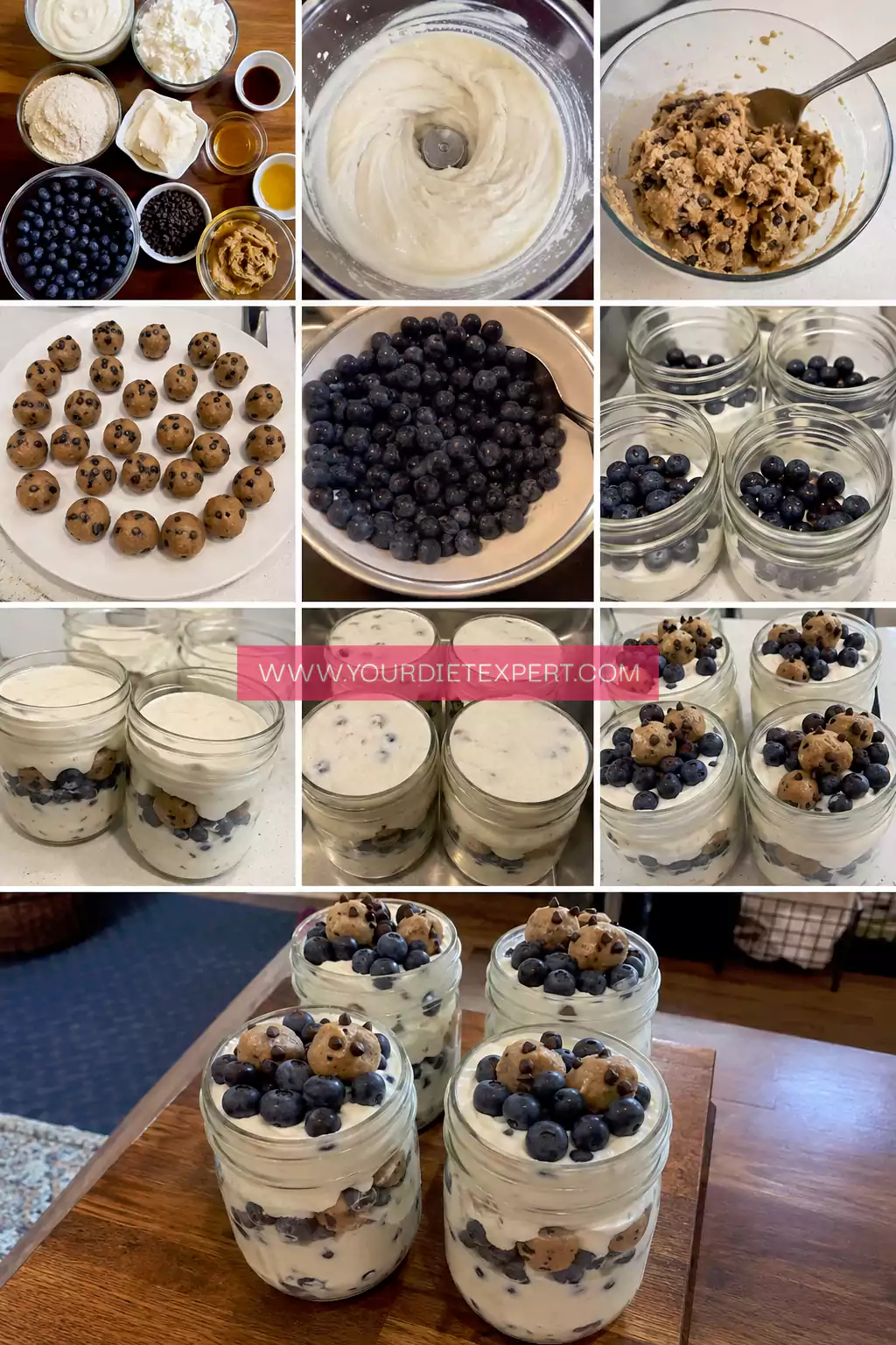 High-Protein Blueberry Cookie Dough Cheesecake Meal Prep