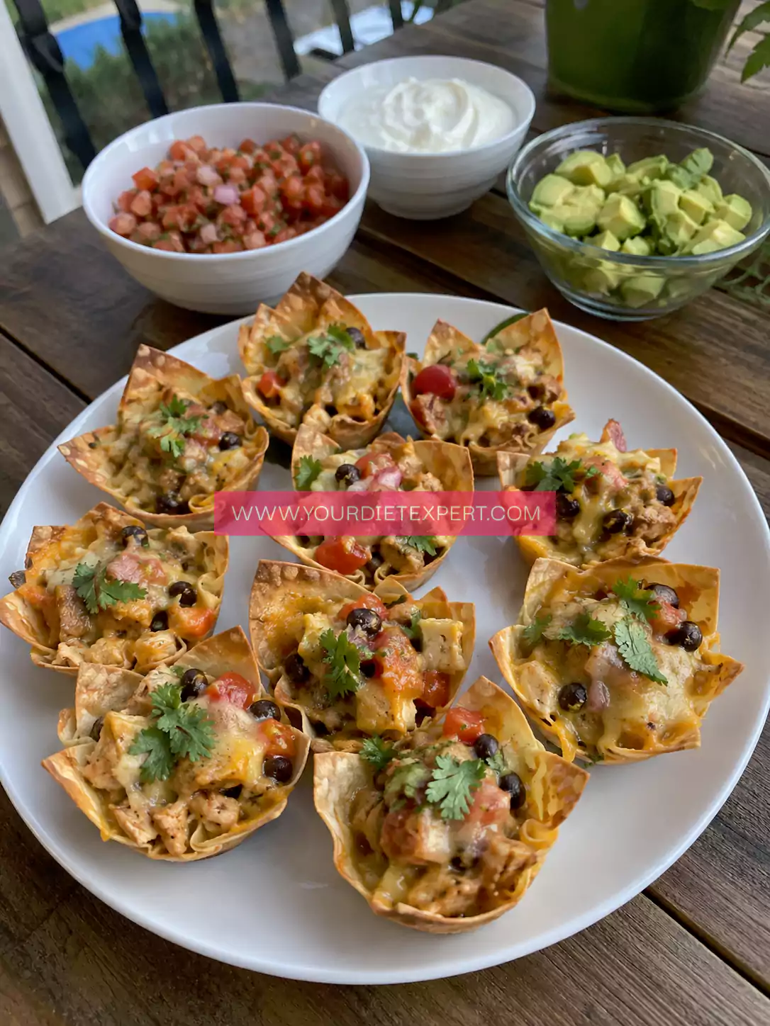 High-Protein Chicken Taco Wonton Cups