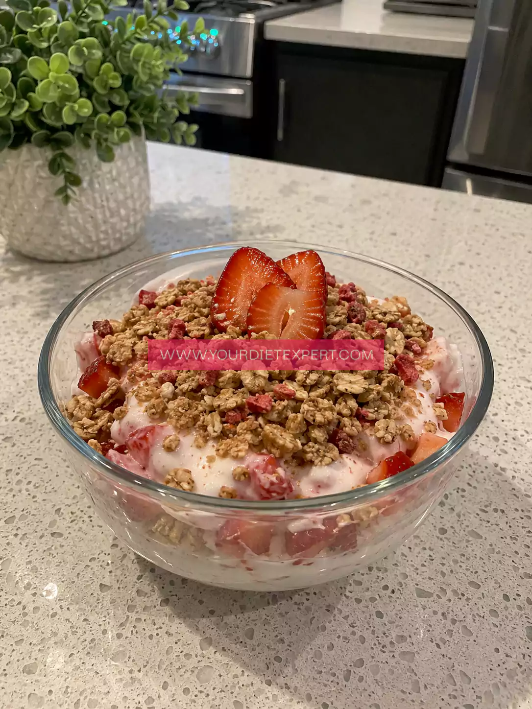 High-Protein Strawberry Cheesecake Crunch Bowl