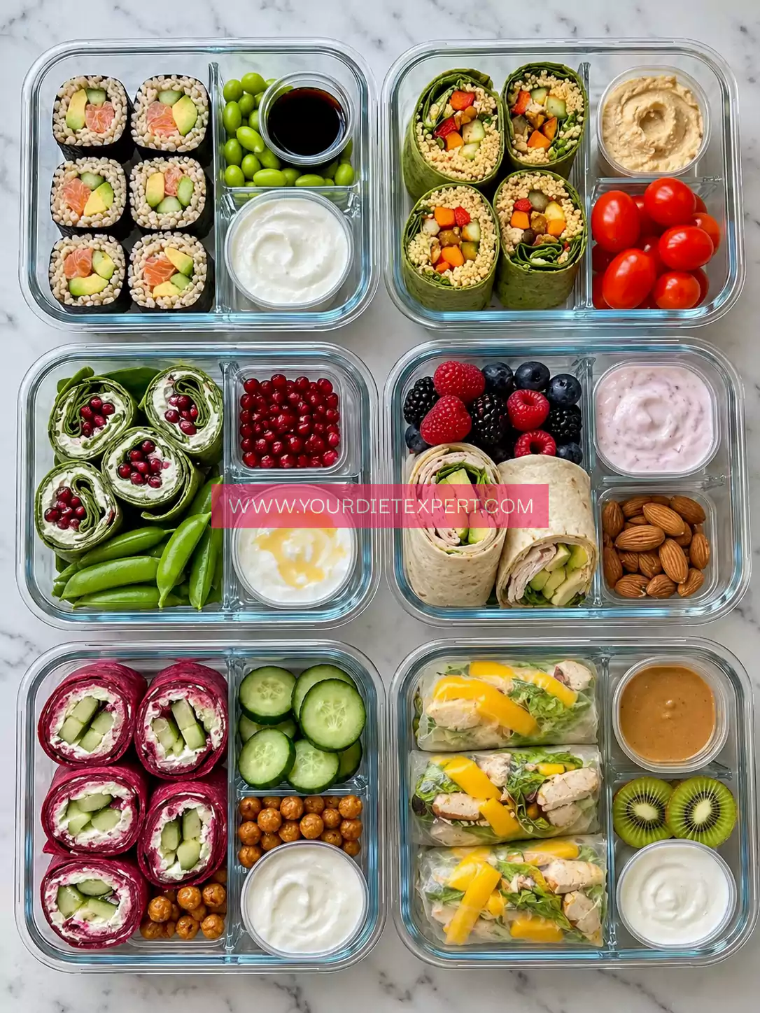 6 Healthy Meal Prep Ideas: Sushi, Wraps & Fresh Lunch Boxes