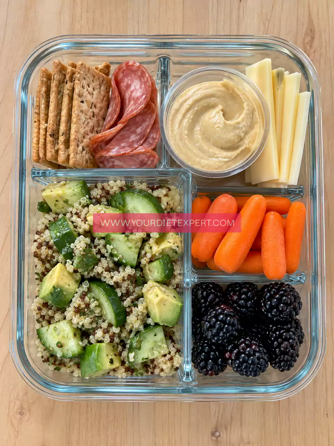 Healthy Quinoa Avocado Cucumber Snack Bento Box